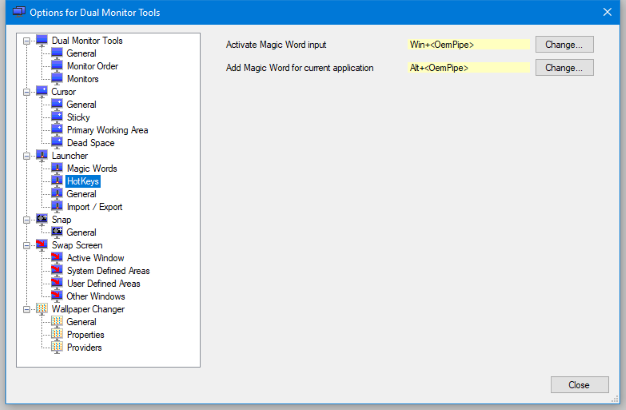 HotKeys options